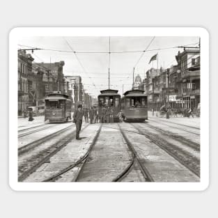 New Orleans Streetcars, 1907. Vintage Photo Magnet